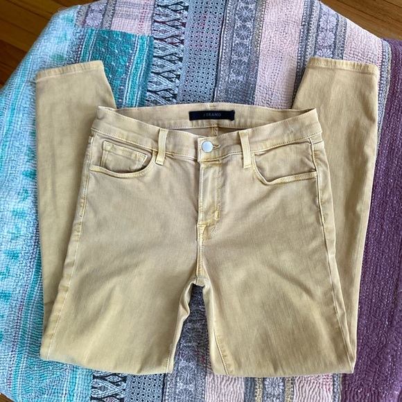 J Brand Jeans Butter Yellow Mid-Rise Cropped Skinny “Litho” Denim Jeans Size 27 - Picture 9 of 9
